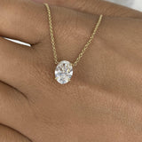 Minimalist Necklace 1.5 ct TCW , Solid Gold 14k