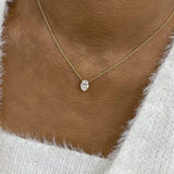 Minimalist Necklace 1.5 ct TCW , Solid Gold 14k