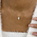 Minimalist Necklace 1.5 ct TCW , Solid Gold 14k