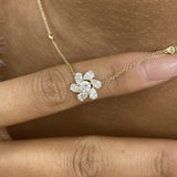 Cluster Necklace 1.2 ct TCW , Solid Gold 14k