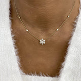 Cluster Necklace 1.2 ct TCW , Solid Gold 14k