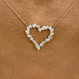 Heart Wreath Necklace 1.7 ct TCW , Solid Gold 14k