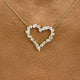 Heart Wreath Necklace 1.7 ct TCW , Solid Gold 14k