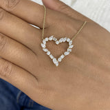 Heart Wreath Necklace 1.7 ct TCW , Solid Gold 14k