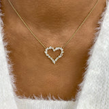 Heart Wreath Necklace 1.7 ct TCW , Solid Gold 14k