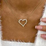 Heart Wreath Necklace 1.7 ct TCW , Solid Gold 14k