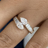 Toi et Moi Band Ring 1.6 ct TCW , Solid Gold 14k