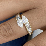 Toi et Moi Band Ring 1.6 ct TCW , Solid Gold 14k