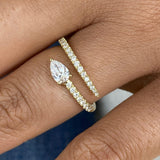 Open Wrap Band Ring 0.6 ct TCW , Solid Gold 14k