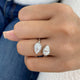 Toi-et Moi Ring 2 ct TCW , Solid Gold 14k