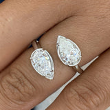 Toi et Moi Eternity Ring 2.1 ct TCW , Solid Gold 14k