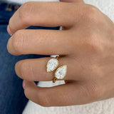 Toi et Moi Eternity Ring 2.1 ct TCW , Solid Gold 14k
