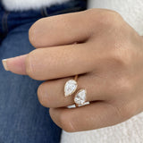 Toi et Moi Ring 2 ct TCW , Solid Gold 14k