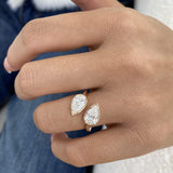 Toi et Moi Ring 2 ct TCW , Solid Gold 14k