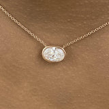 Minimalist Necklace 1.5 ct TCW , Solid Gold 14k