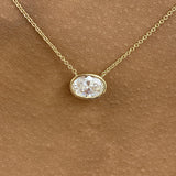 Minimalist Necklace 1.5 ct TCW , Solid Gold 14k