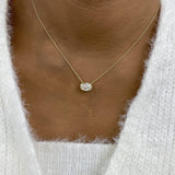 Minimalist Necklace 1.5 ct TCW , Solid Gold 14k