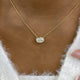 Minimalist Necklace 1.5 ct TCW , Solid Gold 14k