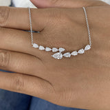 2-Rows Bar Necklace 1.7 ct TCW , Solid Gold 14k