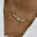 2-Rows Bar Necklace 1.7 ct TCW , Solid Gold 14k