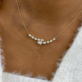 2-Rows Bar Necklace 1.7 ct TCW , Solid Gold 14k