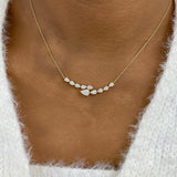 2-Rows Bar Necklace 1.7 ct TCW , Solid Gold 14k