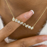 Bar Necklace 2.1 ct TCW , Solid Gold 14k