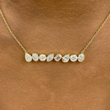 Bar Necklace 2.1 ct TCW , Solid Gold 14k