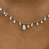 Fringed Chain Necklace 2.8 ct TCW , Solid Gold 14k