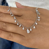 Fringed Chain Necklace 2.8 ct TCW , Solid Gold 14k