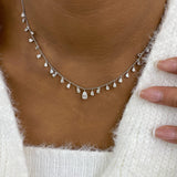 Fringed Chain Necklace 2.8 ct TCW , Solid Gold 14k