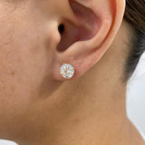 Solitaire Stud Earrings 3 ct TCW , Solid Gold 14k
