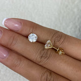 Solitaire Stud Earrings 3 ct TCW , Solid Gold 14k