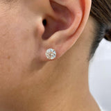 Solitaire Stud Earrings 3 ct TCW , Solid Gold 14k