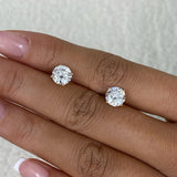 Solitaire Stud Earrings 3 ct TCW , Solid Gold 14k