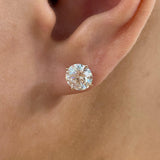 Solitaire Stud Earrings 3 ct TCW , Solid Gold 14k