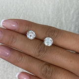 Solitaire Stud Earrings 4 ct TCW , Solid Gold 14k