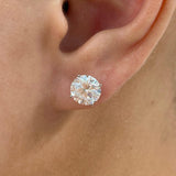 Solitaire Stud Earrings 4 ct TCW , Solid Gold 14k