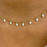 Fringed Chain Necklace 2 ct TCW , Solid Gold 14k