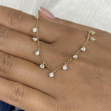 Fringed Chain Necklace 2 ct TCW , Solid Gold 14k