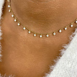 Fringed Chain Necklace 2 ct TCW , Solid Gold 14k