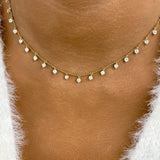 Fringed Chain Necklace 2 ct TCW , Solid Gold 14k