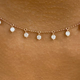 Fringed Chain Necklace 2 ct TCW , Solid Gold 14k