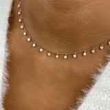 Fringed Chain Necklace 2 ct TCW , Solid Gold 14k