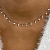 Fringed Chain Necklace 2 ct TCW , Solid Gold 14k