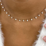 Fringed Chain Necklace 2 ct TCW , Solid Gold 14k