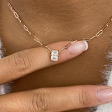 Solitaire Necklace 1 ct TCW , Solid Gold 14k