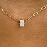 Solitaire Necklace 1 ct TCW , Solid Gold 14k