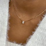 Solitaire Necklace 1 ct TCW , Solid Gold 14k