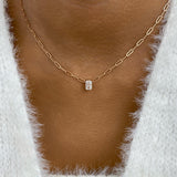 Solitaire Necklace 1 ct TCW , Solid Gold 14k